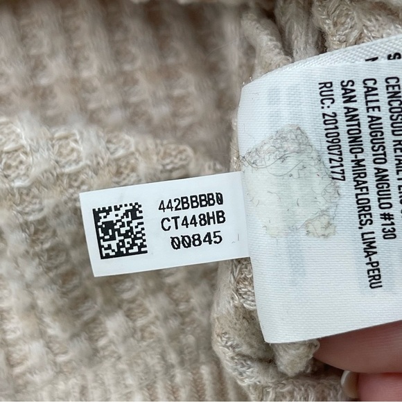 American Eagle Sweater Womens Large Cream Viscose Pullover Waffle Knit Boat Neck - Picture 9 of 13